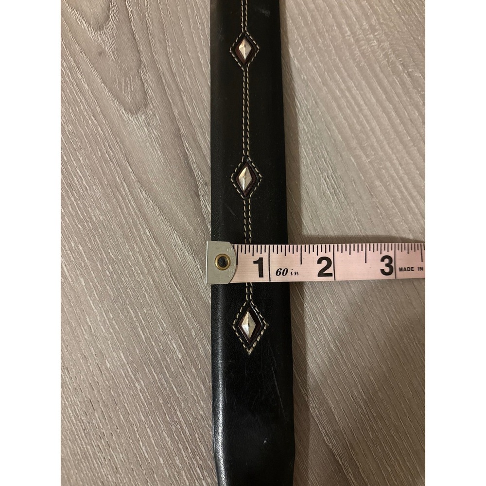 Brighton Womens Black Leather Western Studded Belt Silver Buckle 38 Designer - Picture 7 of 9